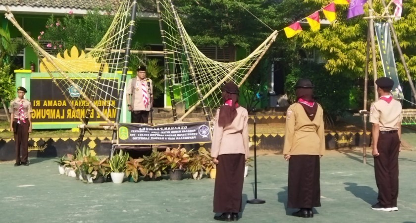 Apel Peringatan Hari Pramuka ke-63 di Pangkalan MAN 2 Bandar Lampung